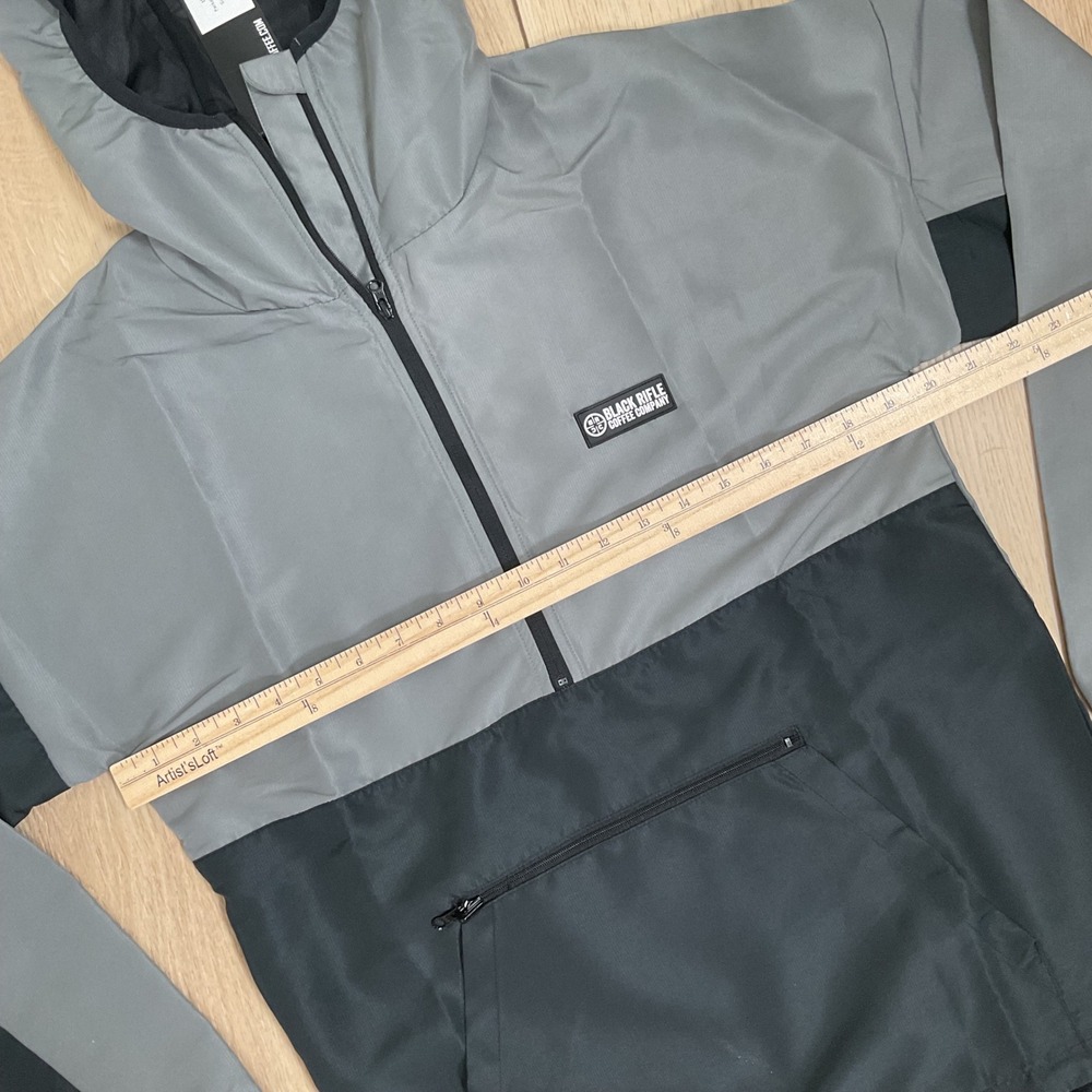 Black Rifle Coffee Company Packable Anorak Windbreaker Gunmetal SMALL - Picture 12 of 12